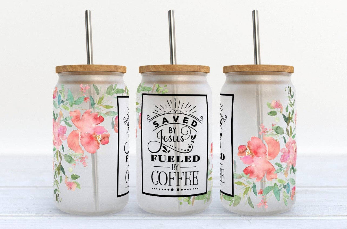 16oz Frosted Libbey Glass Tumbler Kate Haven (Saved by Jesus)