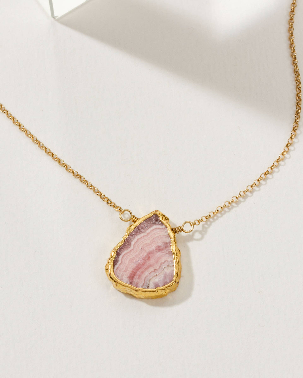 Luna Norte Earth, Wind and Fire Stone Necklace Gold- Rhodochrosite