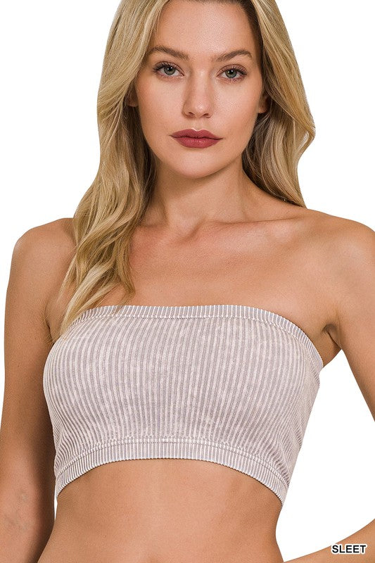 Washed Ribbed Seamless Tube Top Zenana in Multiple Colors