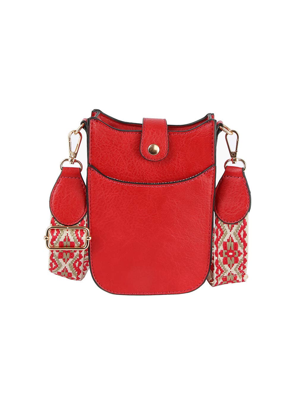 Woven Strap Accented Crossbody Sling Handbag Factory Corp (Red)
