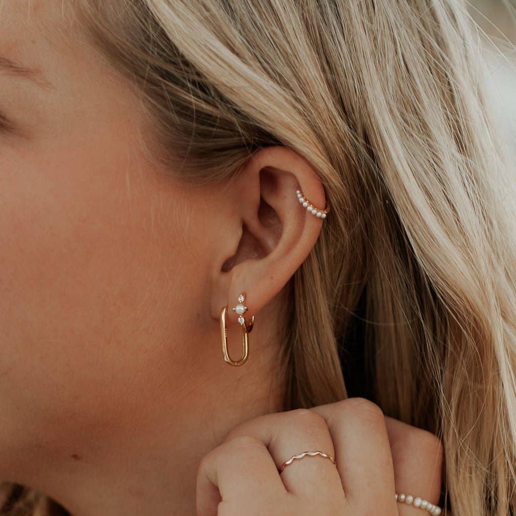 Silver Grace Pearl Hoops