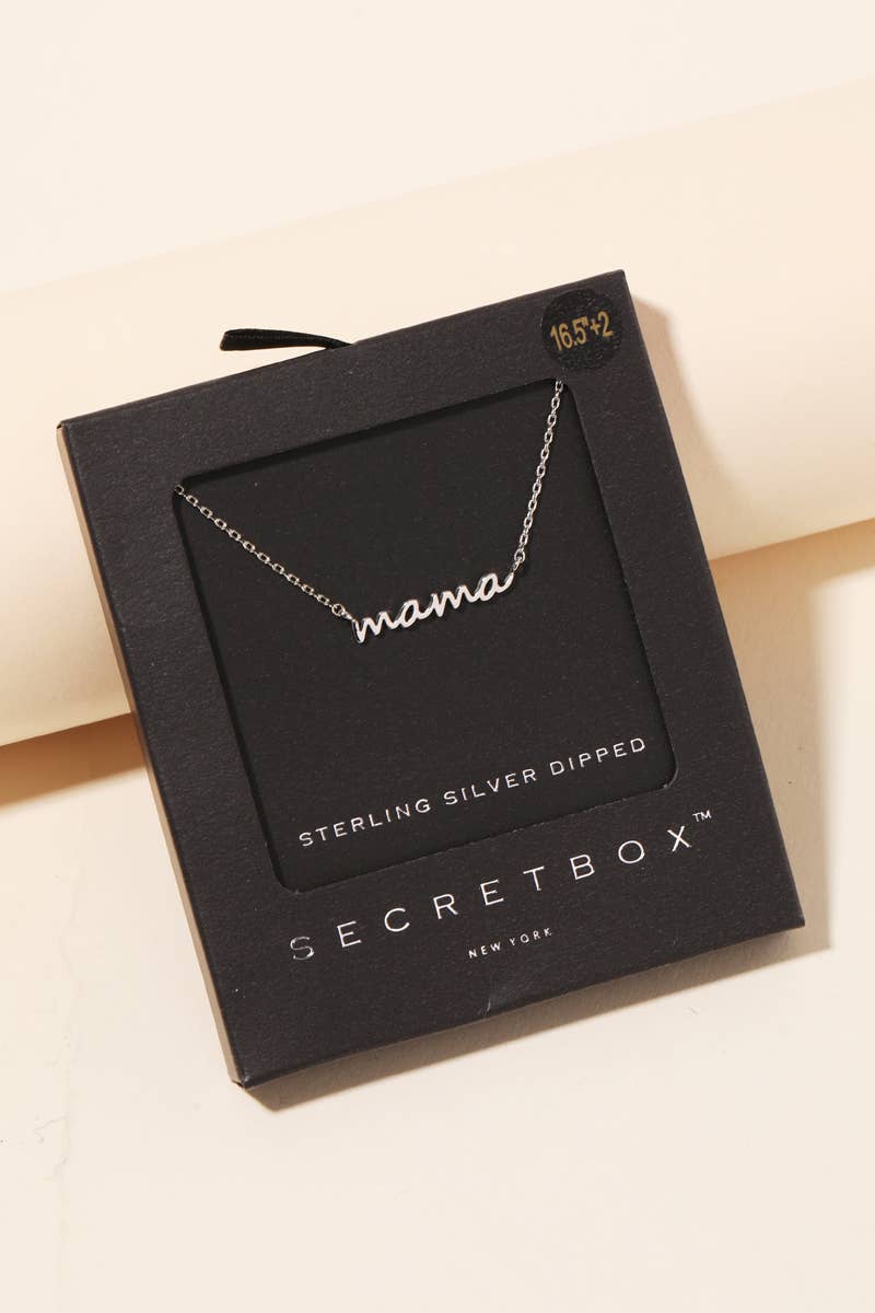 Secret Box Gold Dipped Dainty Mama Pendant Necklace Anarchy Street (Silver)