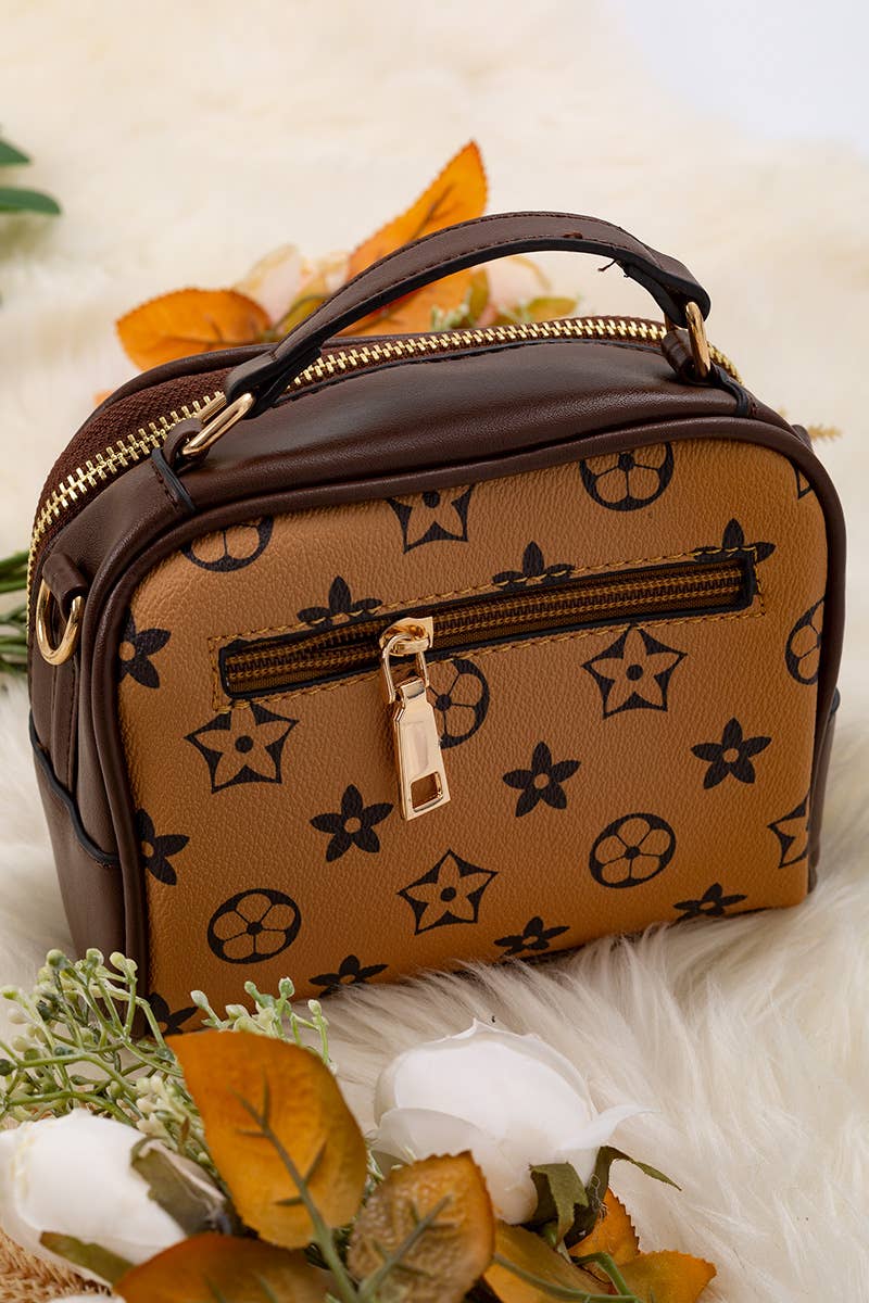 MUSTARD WITH BROWN TRIM SATCHEL WITH POCKET