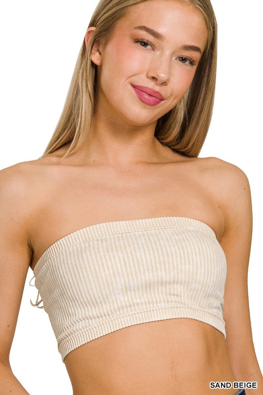 Washed Ribbed Seamless Tube Top Zenana in Multiple Colors