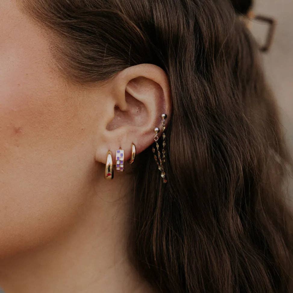 Purple & White Checkered Hoops by Mauve *LIMITED EDITION*