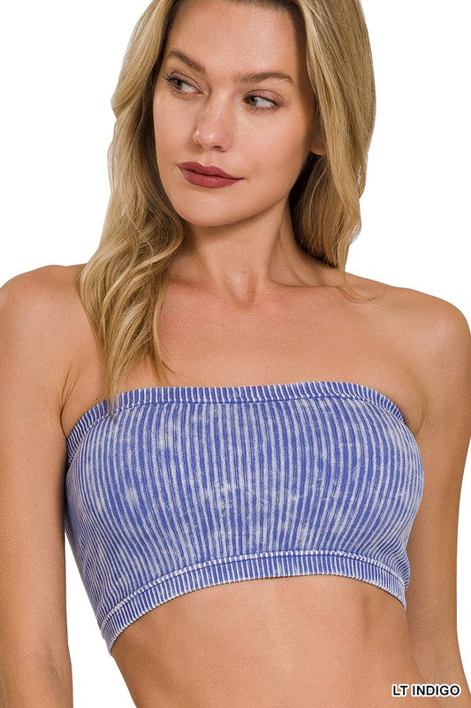 Washed Ribbed Seamless Tube Top Zenana in Multiple Colors