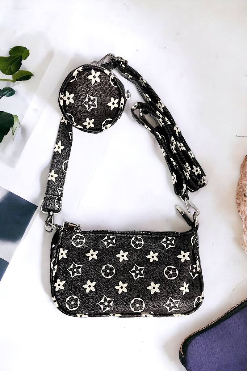 Black Star Printed Crossbody Purse