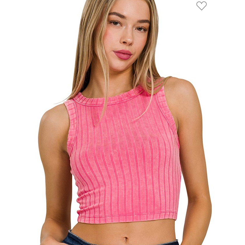 Zenana Ribbed Buttery Soft Tank Crop Top