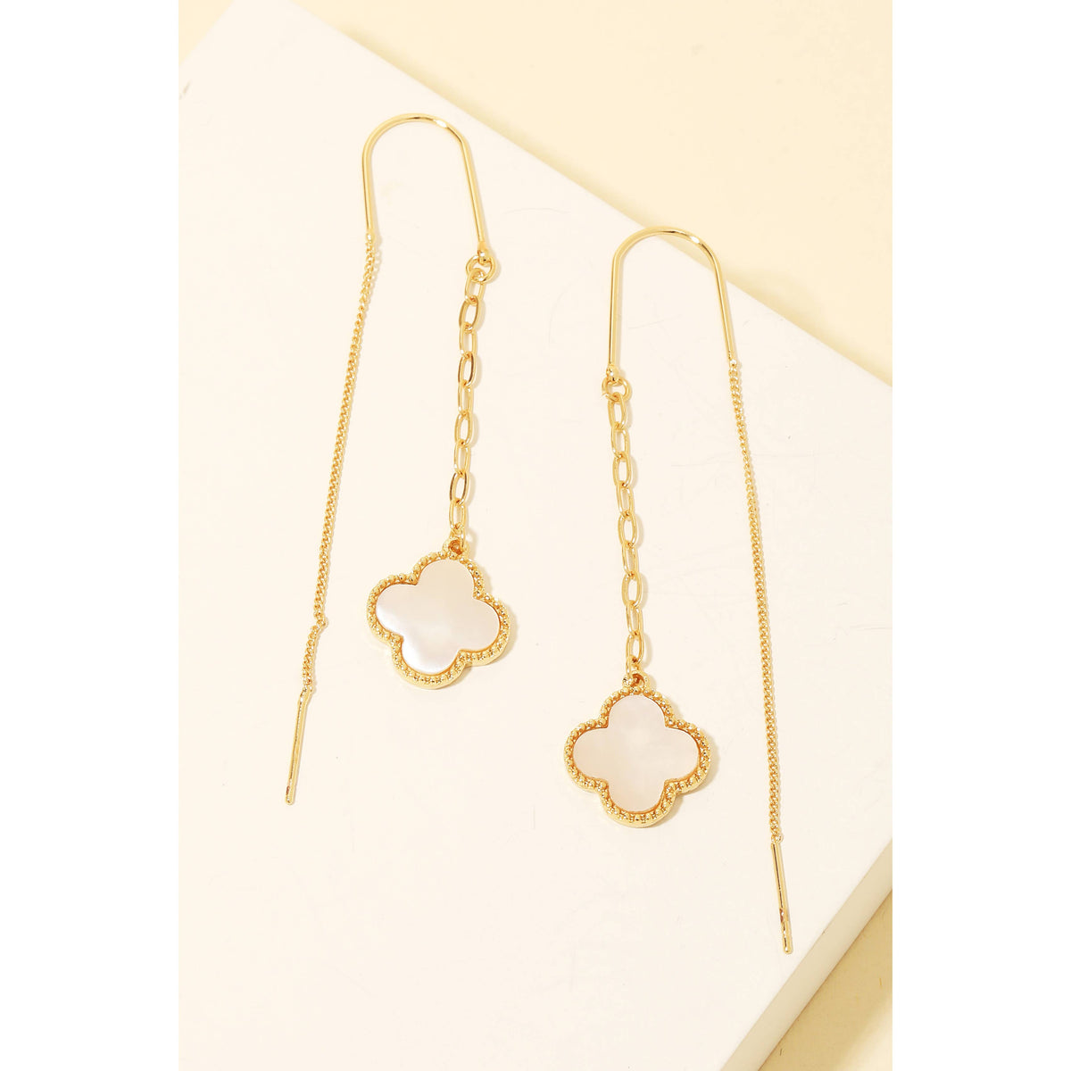 Pearl Clover Chain Dangle Earrings Anarchy Street