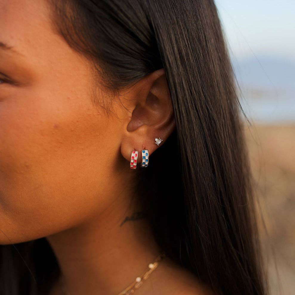 Checkered Hoops Mauve Jewelry Co (Pink)