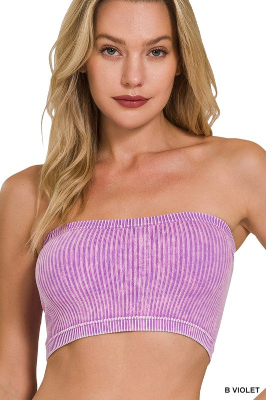 Washed Ribbed Seamless Tube Top Zenana in Multiple Colors