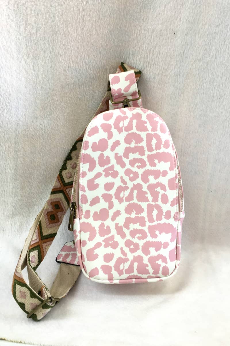 Pink Leopard Crossbody Sling Bag Pink-Desheng Enterprise