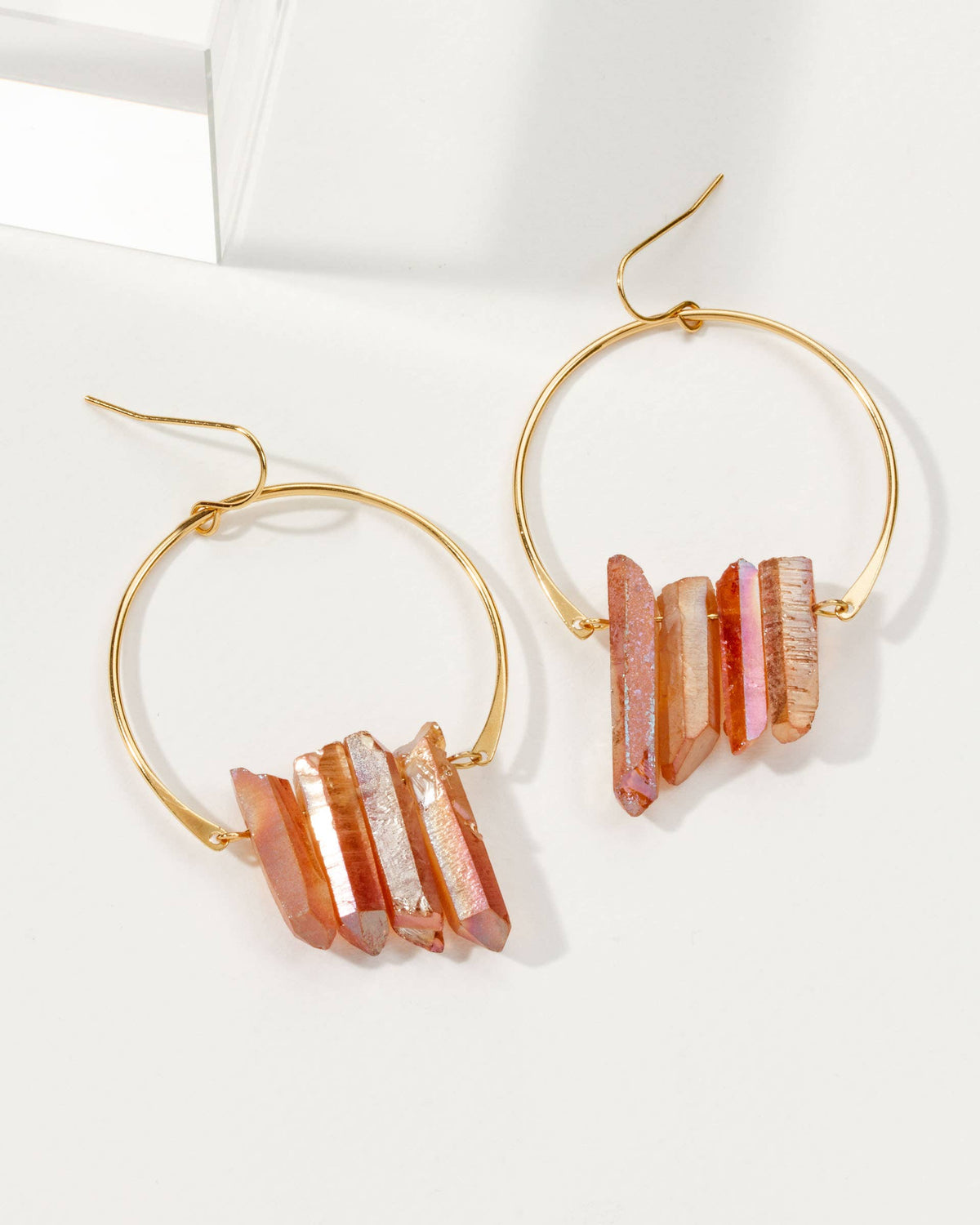 Super Nova Earrings- Peach Quartz