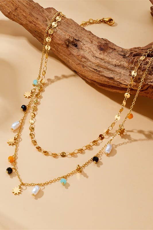 18K Stainless Steel Tarnish Free Seedbead Necklace