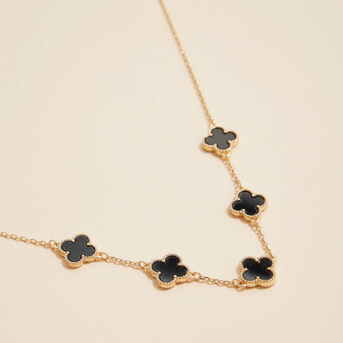 Gold Chain Clover Necklace with Shell Inlay Charms Reversible
