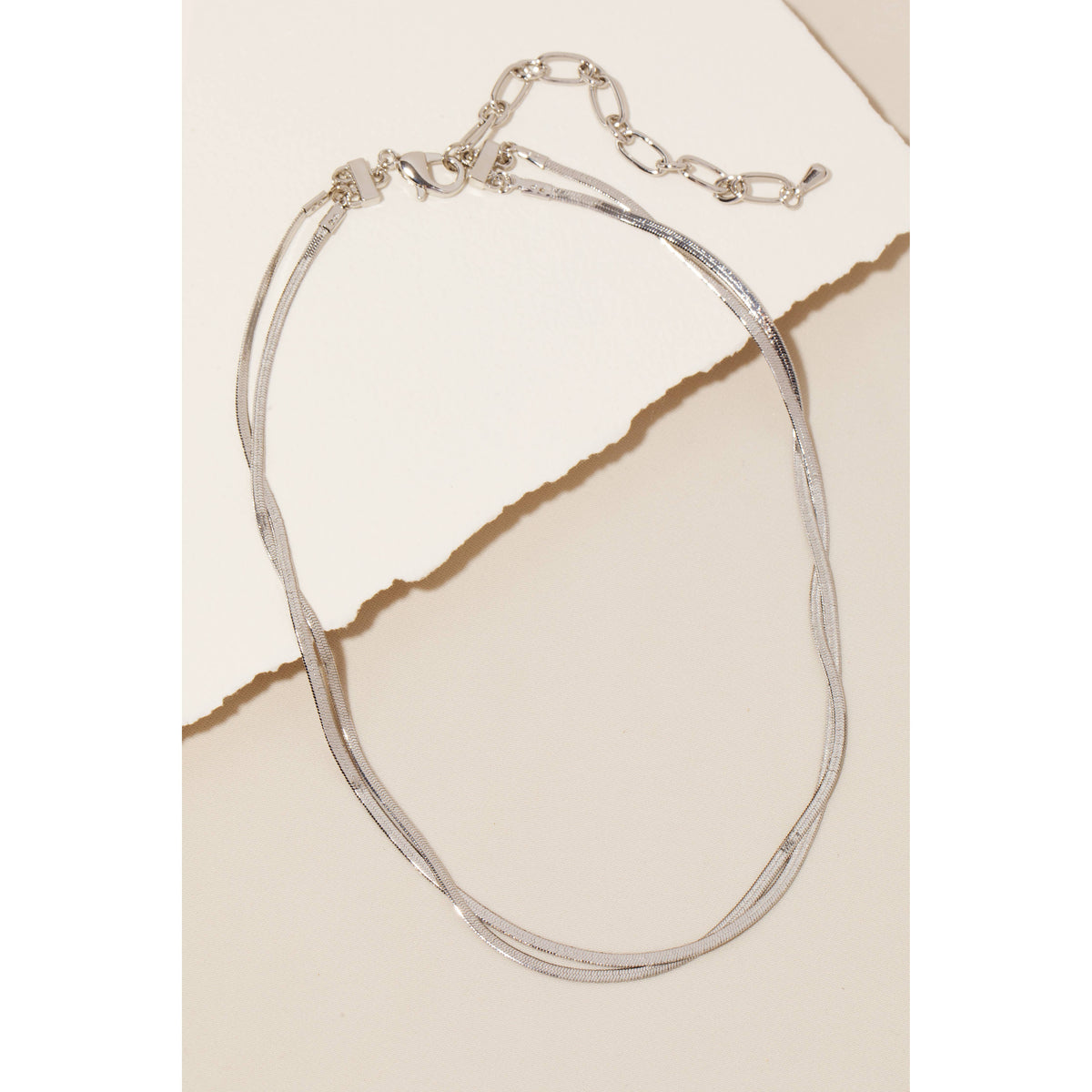 Layered Metallic Flat Chains Necklace Anarchy Street (Silver)