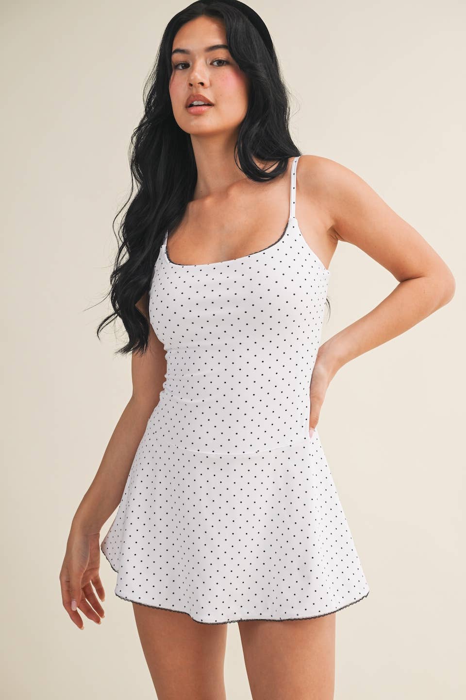 Polka Dot Print Lace Trim Ruffle Mini Dress