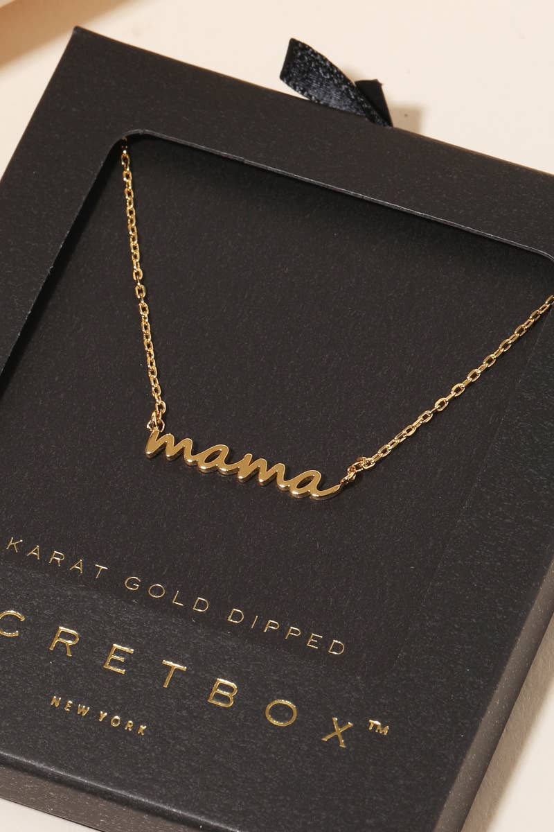 Secret Box Gold Dipped Dainty Mama Pendant Necklace Anarchy Street (Gold)