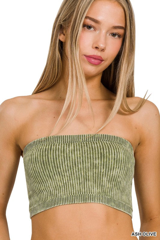 Washed Ribbed Seamless Tube Top Zenana in Multiple Colors