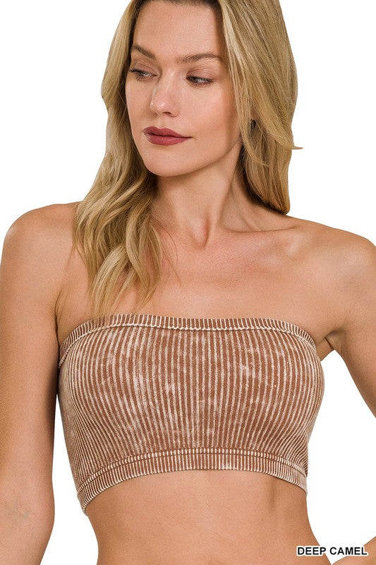Washed Ribbed Seamless Tube Top Zenana in Multiple Colors