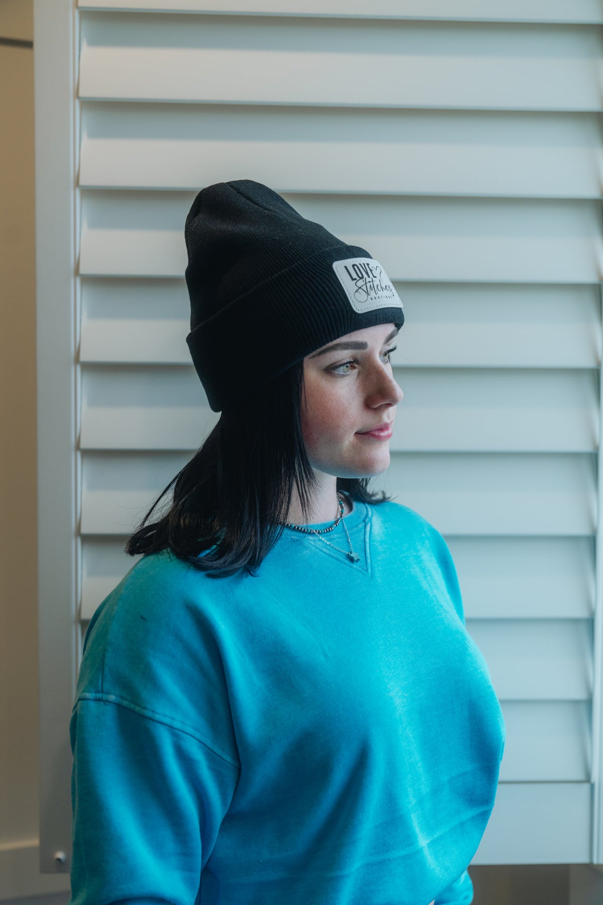 Boutique Beanie Winter Hats Love Stitches Logo Lasting Impressions CT (Black)