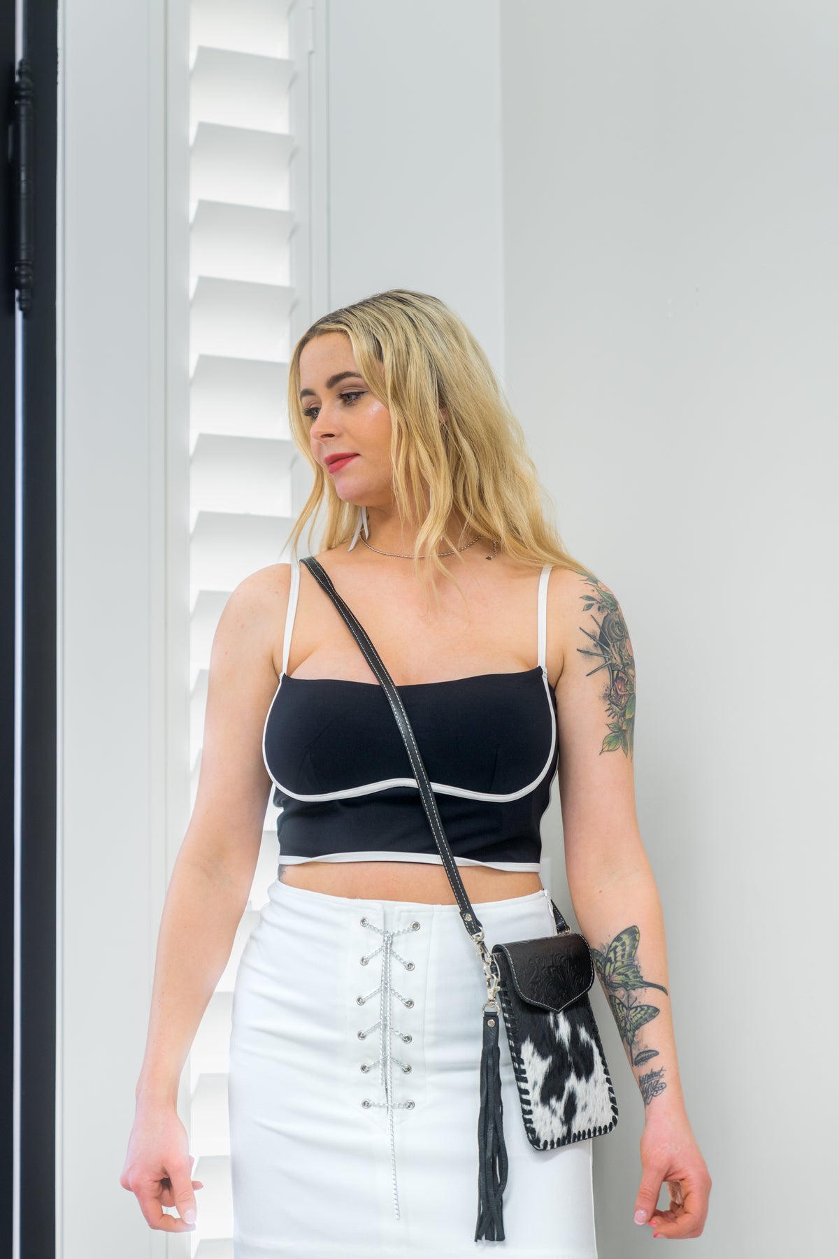 Jaunty Lace Up Chain Mini Skirt