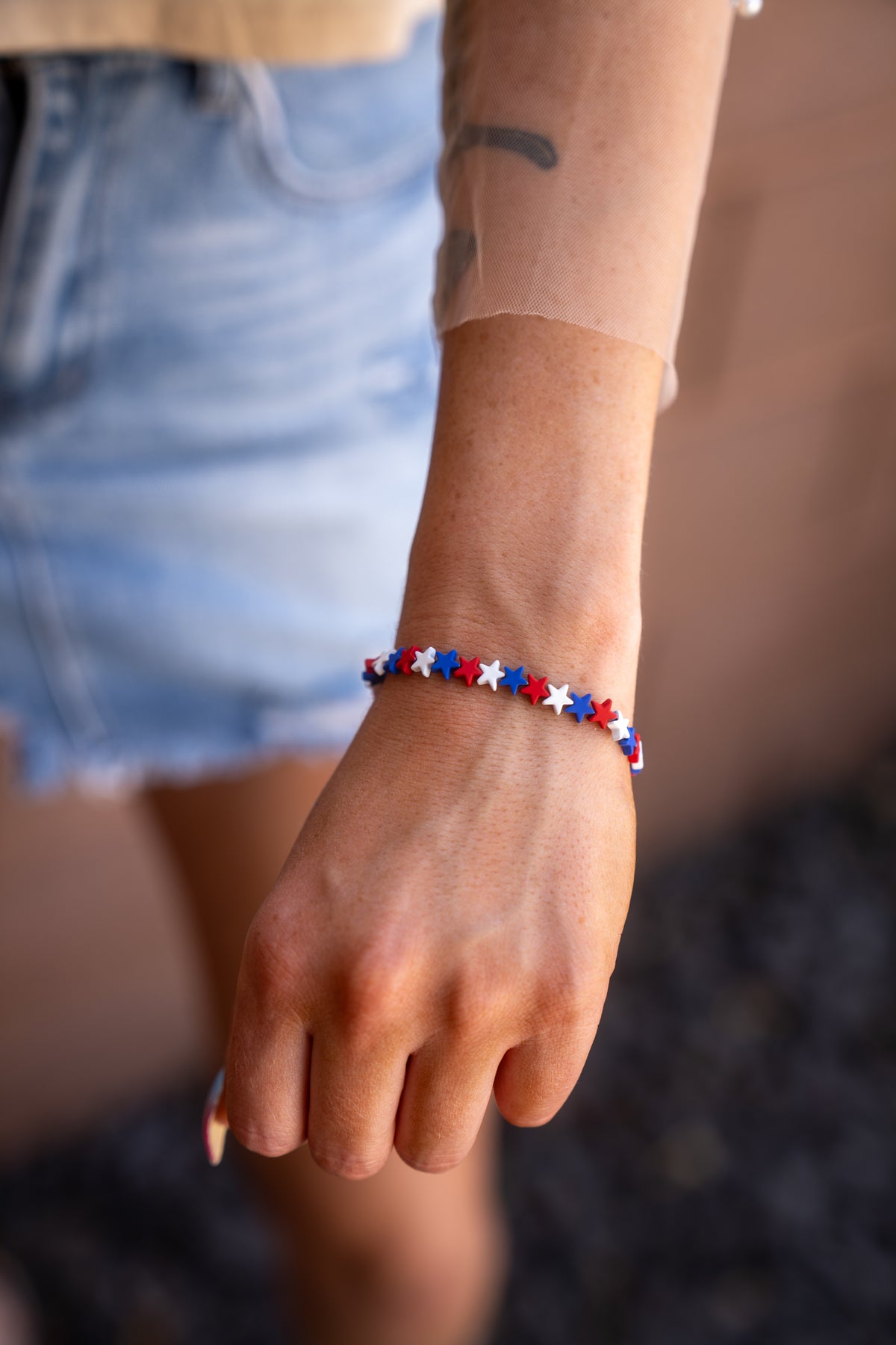 4th of July Bracelet Savvy Bling (Red, White & Blue Star)