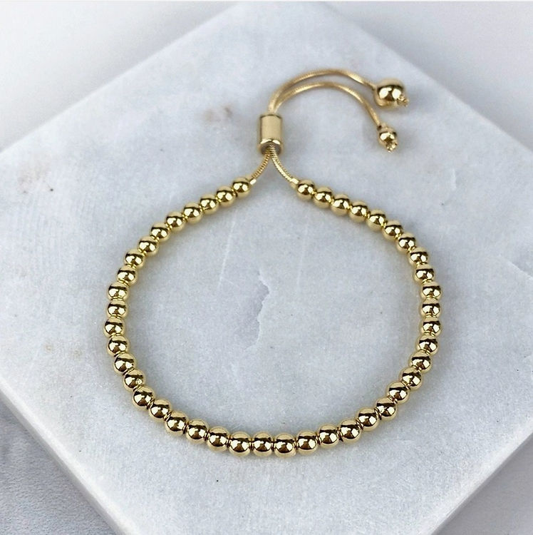 18k Gold Filled 4mm Gold Ball Adjustable Bracelet Luxus Accessories