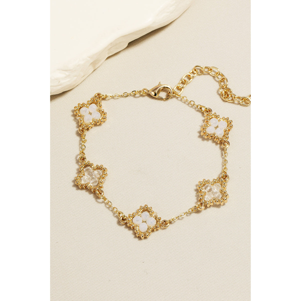 Beaded Clover Charms Chain Bracelet Anarchy Street