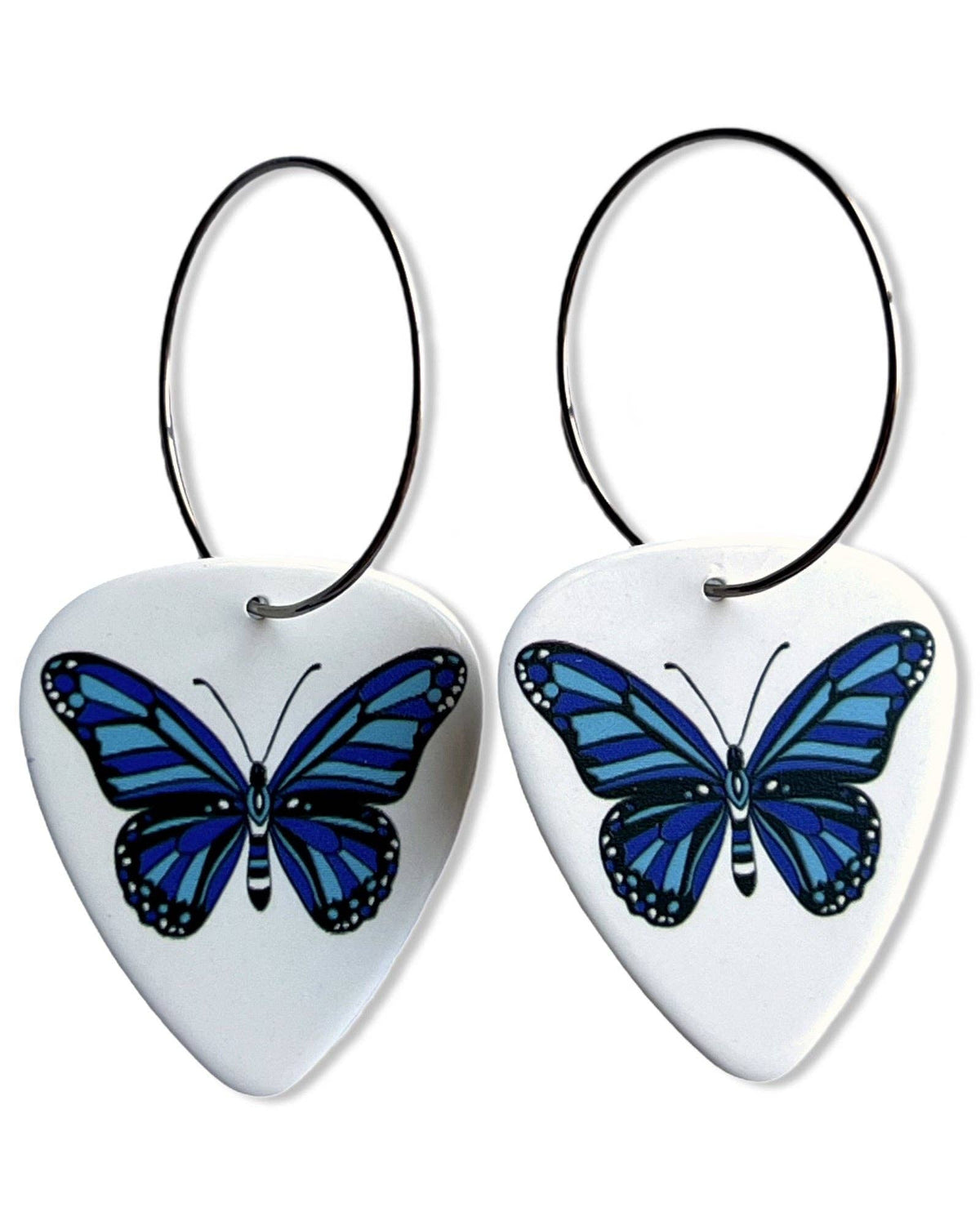 Butterfly Reversible Single Guitar Pick Earrings Stainless Steel