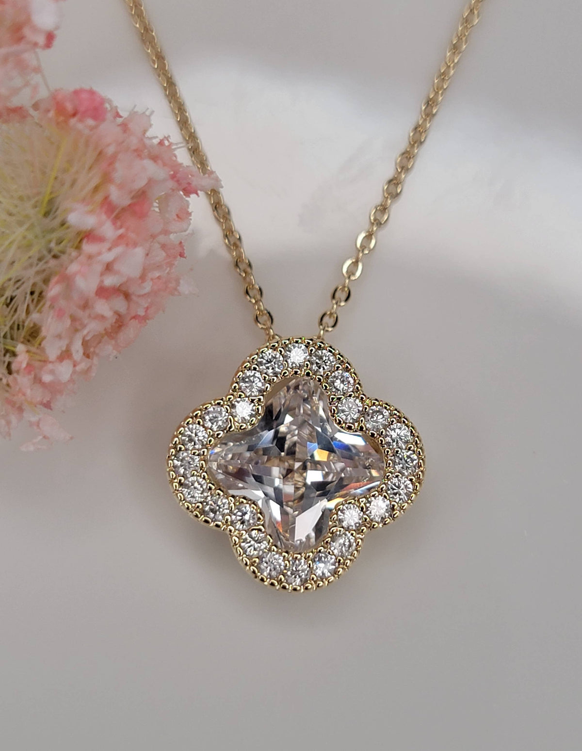 Four Leaf Clover Necklace Crystal Works by Betty Oh