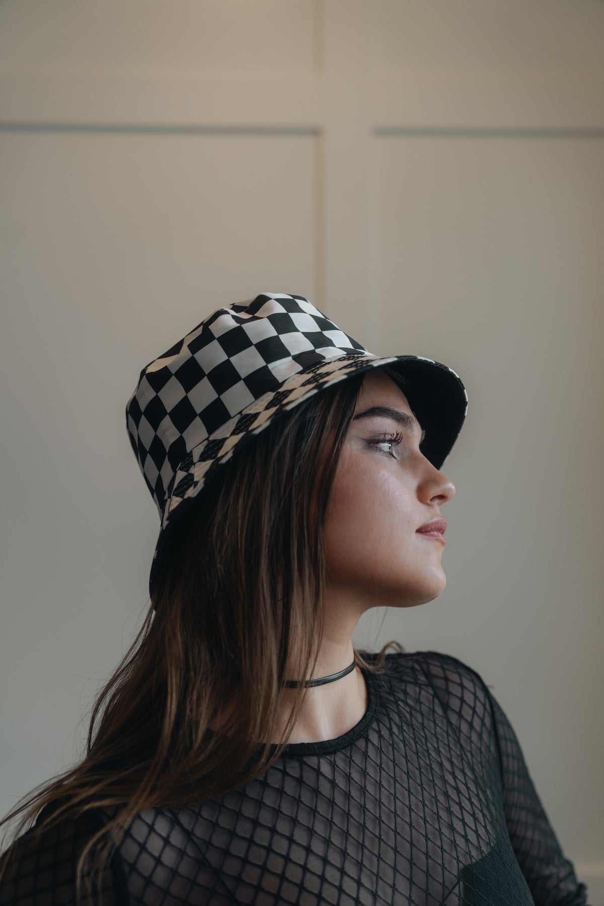 Checker Reversible Bucket Hat Black and White Shop Neighbors