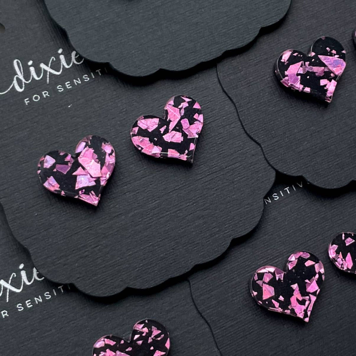 Classic Hearts in Holographic Mauve Earrings
