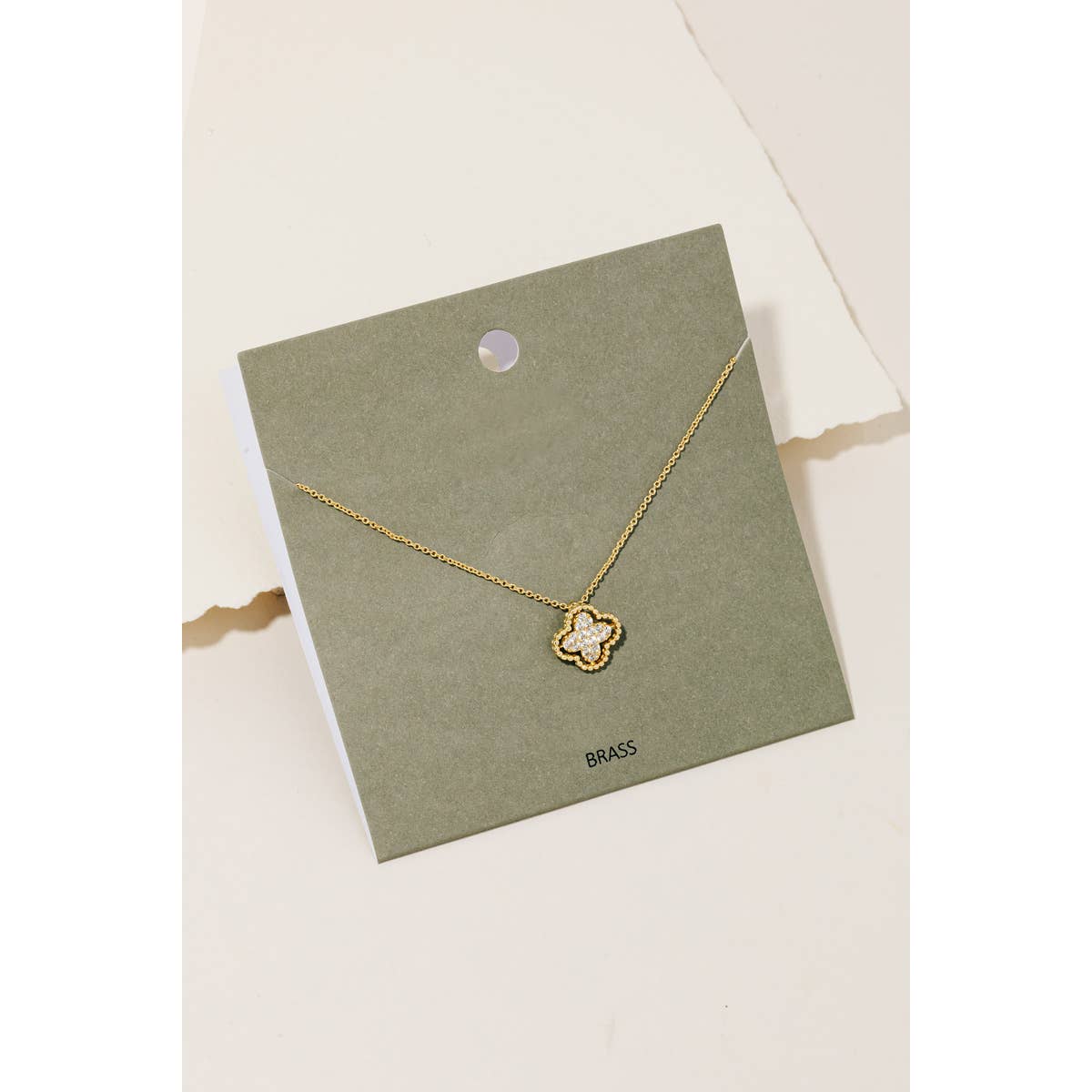 Pave Clover Pendant Necklace Anarchy Street (Gold)