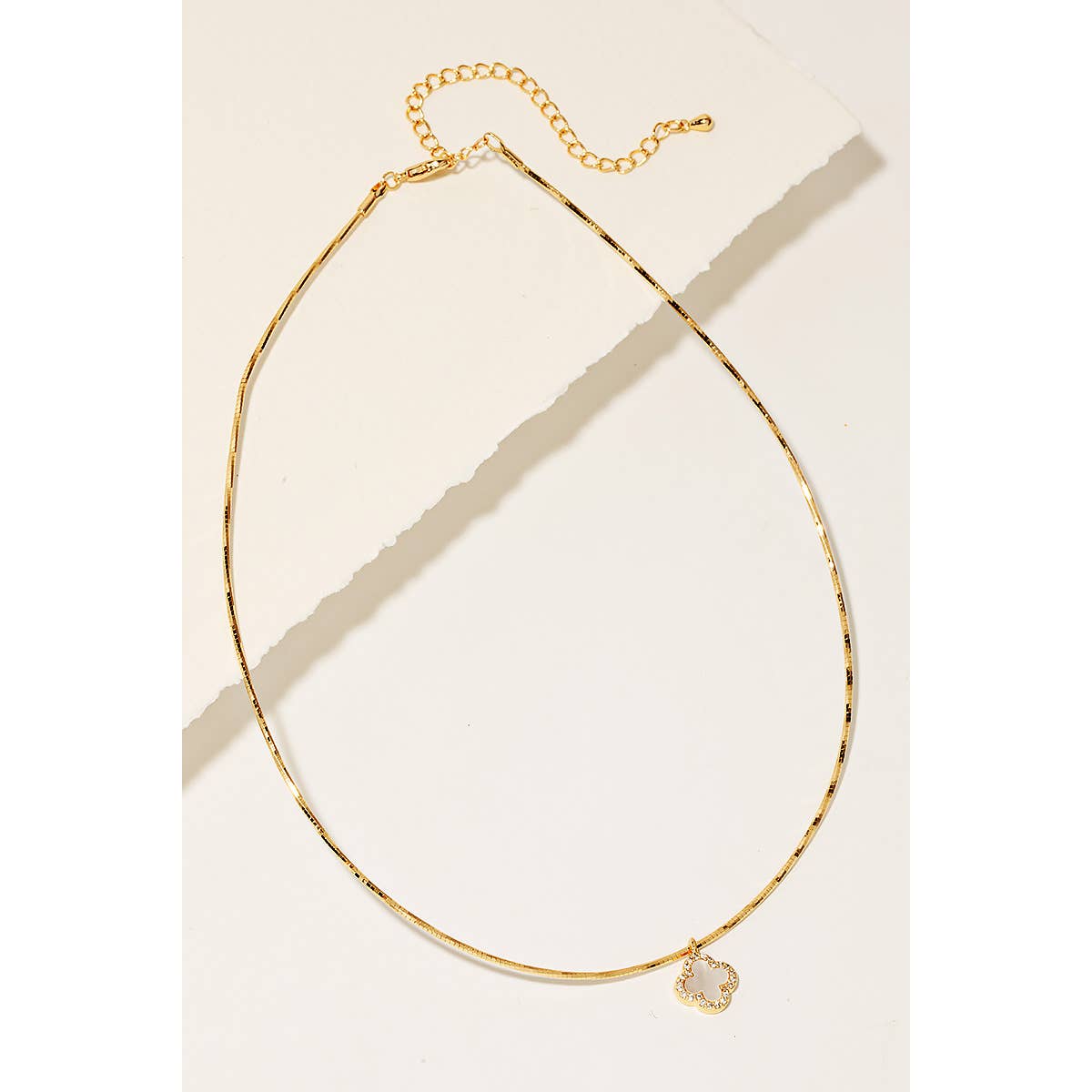 Pave Seashell Clover Charm Beaded Necklace Anarchy Street