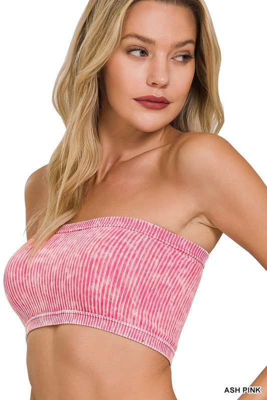 Washed Ribbed Seamless Tube Top Zenana in Multiple Colors