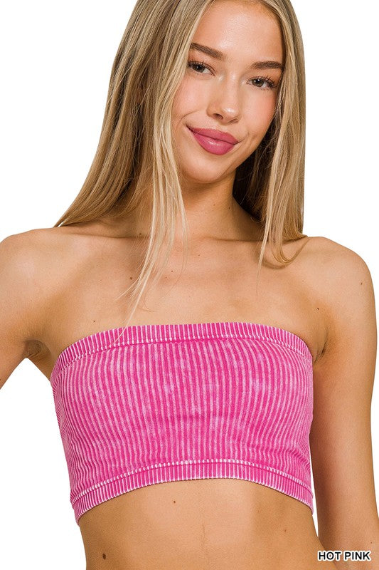 Washed Ribbed Seamless Tube Top Zenana in Multiple Colors