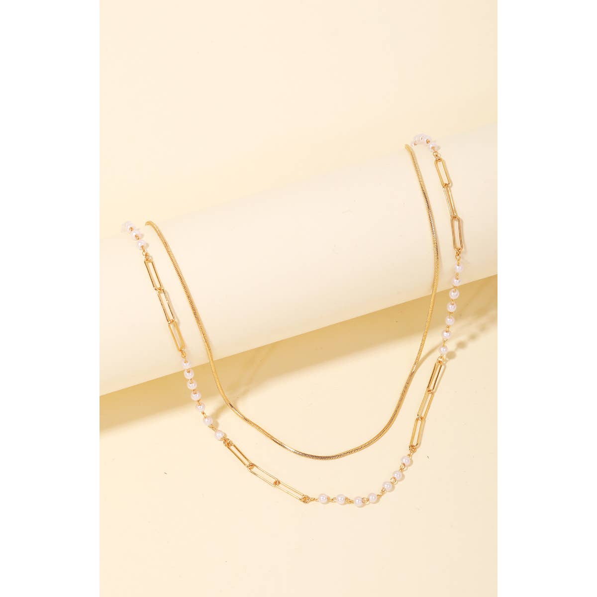 Gold Double Chain Bead Layered Necklace Anarchy Street
