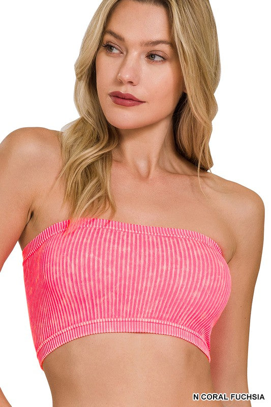 Washed Ribbed Seamless Tube Top Zenana in Multiple Colors