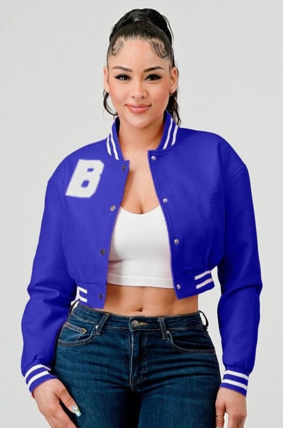 Faux Leather Varsity Jacket Style Up