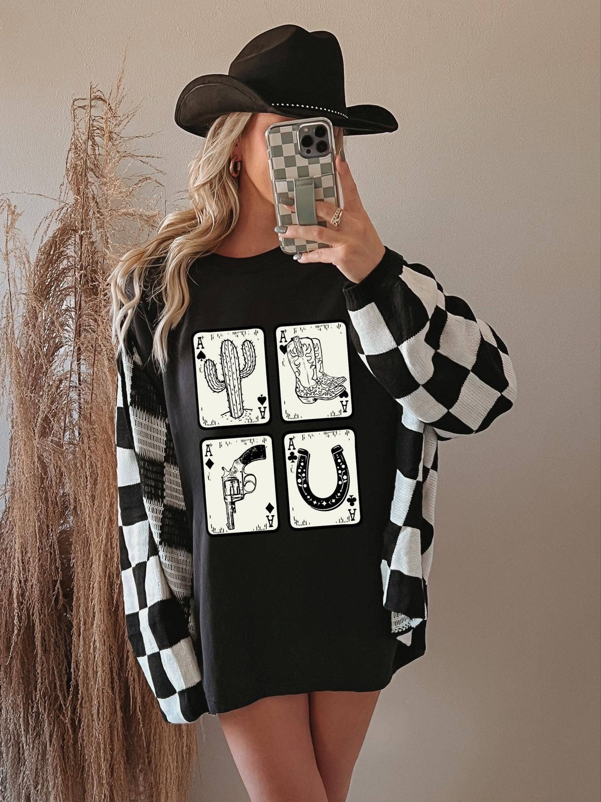 Black and White Four Aces T Shirt