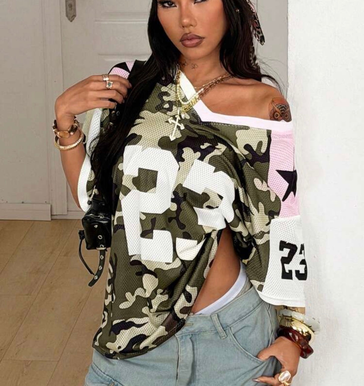 Camo and Pink Number 23 Mesh Jersey