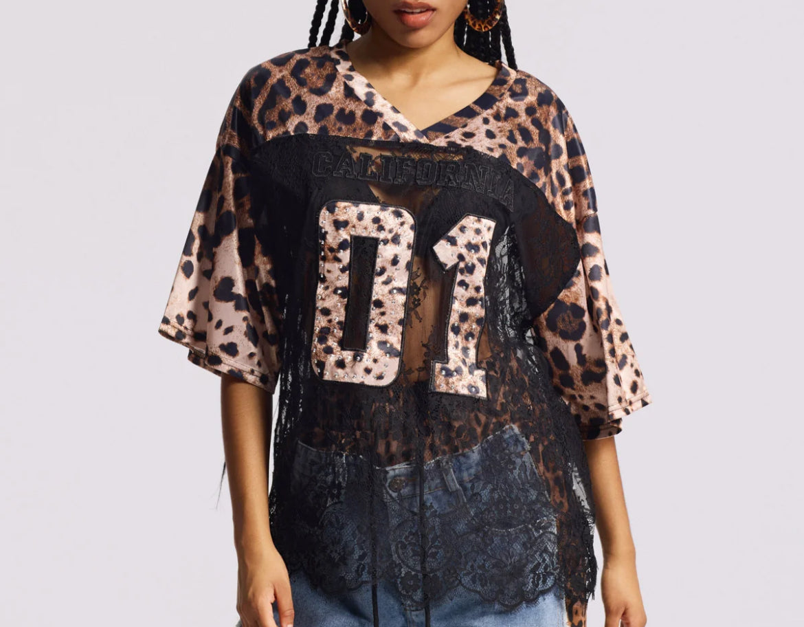 Authentic or California Edge Numbered Lace Sporty Jersey Top