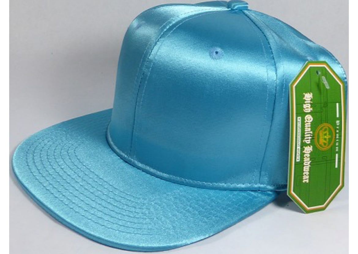 Faux Satin Silk Adult Flat Bill Brim Snap Hat