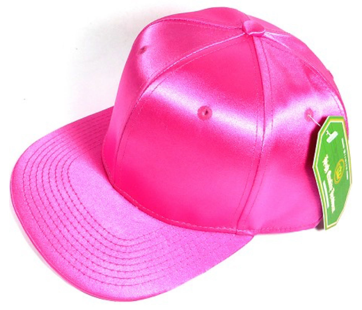 Faux Satin Silk Adult Flat Bill Brim Snap Hat