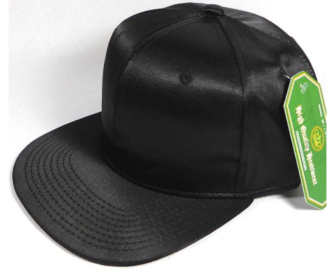 Faux Satin Silk Adult Flat Bill Brim Snap Hat