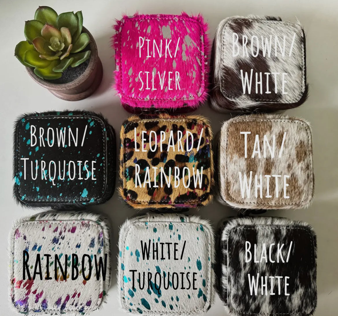 Mini Cowhide Jewelry Box Western Travel Storage Gifts by Boho Ranch