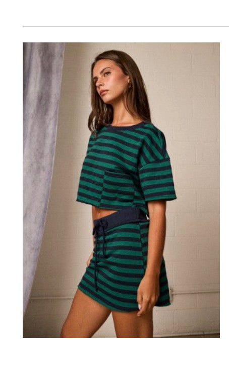 Crop T-Shirt and Skort Striped Set
