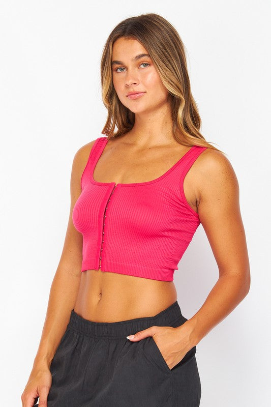 Love Poem Clasp Crop Tank Top in Multiple Colors