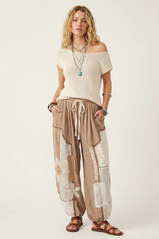 Ruri and Ruda Floral Patchwork Joggers